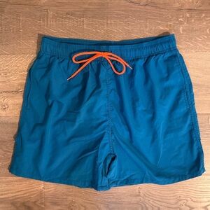 Men’s Turquoise lined swim trunks, L